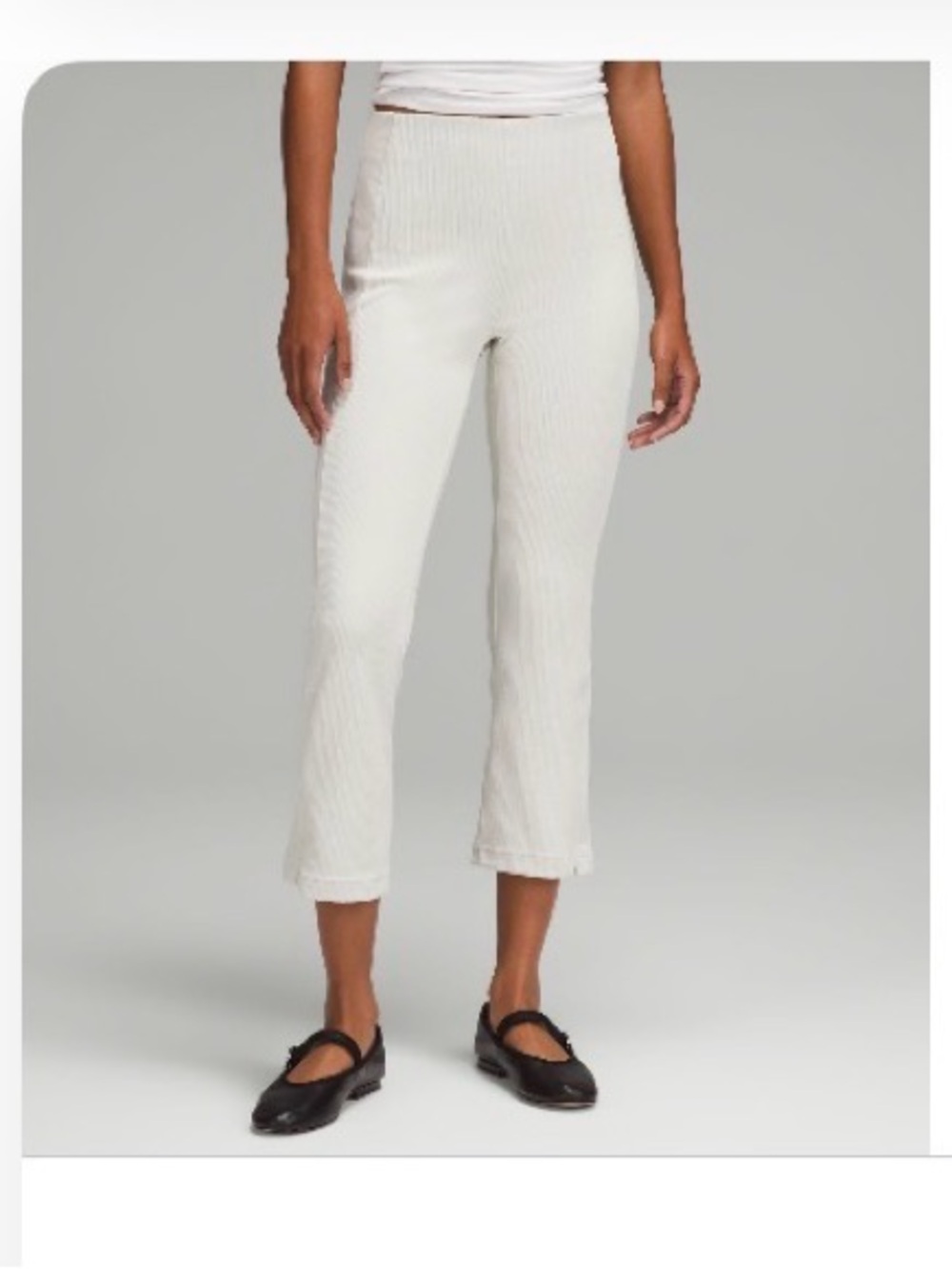 lululemon athletica Cream Ribbed Cropped Wide-Leg Pants